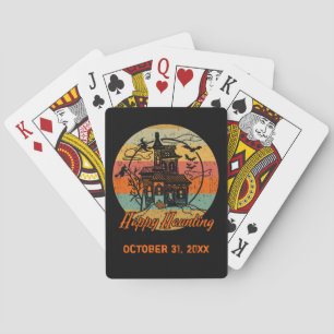 Retro Halloween Happy Haunting Spuk House Spielkarten