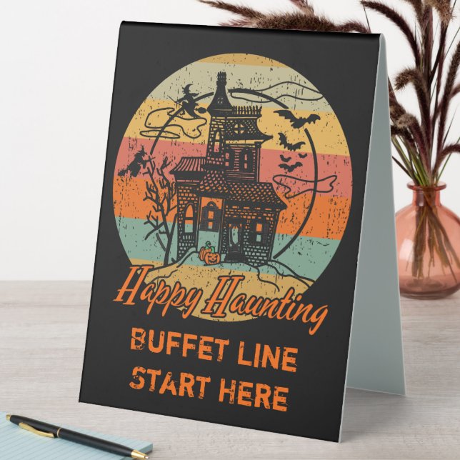 Retro Halloween Happy Haunting Spuk House Tischaufsteller (In Situ (Tisch))