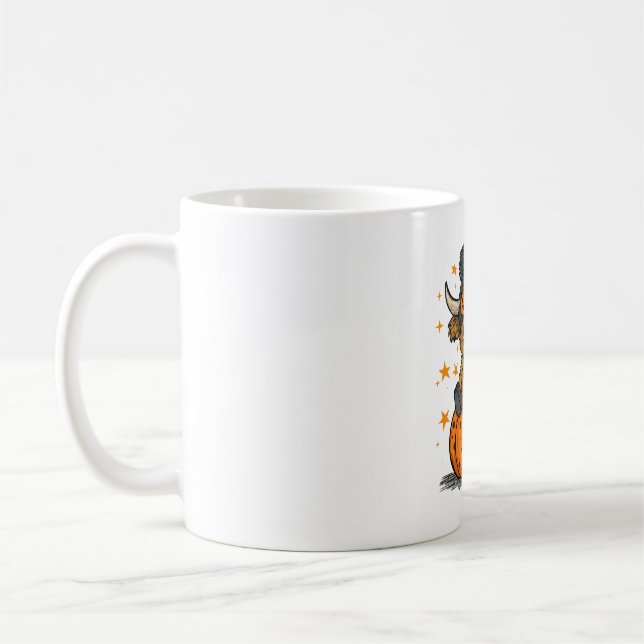 Retro Halloween Highland Cow Kaffeetasse (Links)