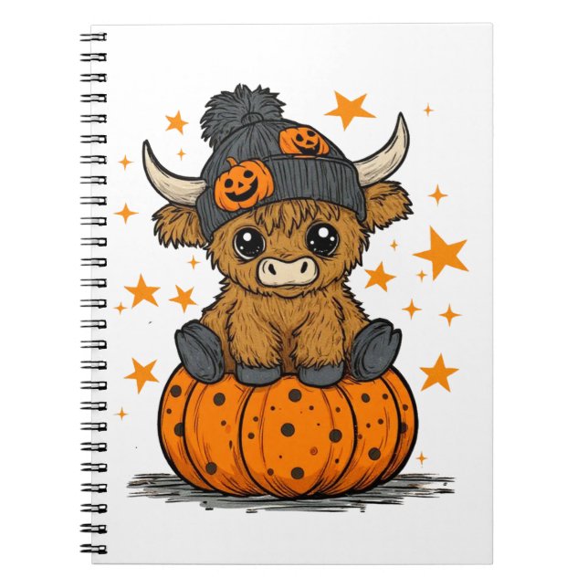 Retro-Halloween-Hochlandkuh Notizblock (Vorderseite)