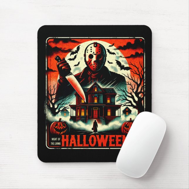 Retro Halloween Horror Night 80er Slasher Vibes Mousepad (Mit Mouse)
