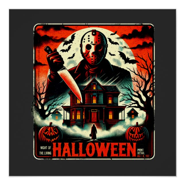 Retro Halloween Horror Night 80er Slasher Vibes Poster (Vorderseite)