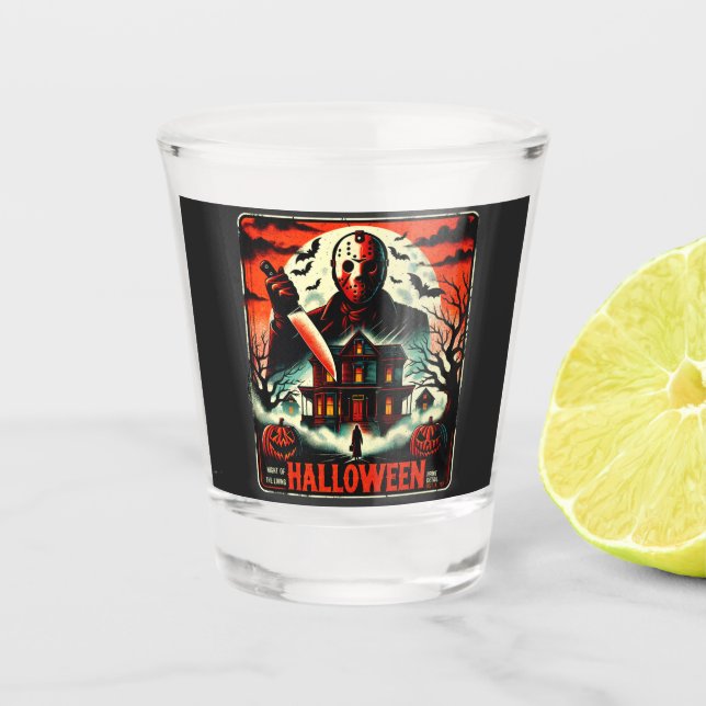 Retro Halloween Horror Night 80er Slasher Vibes Schnapsglas (Vorderseite)