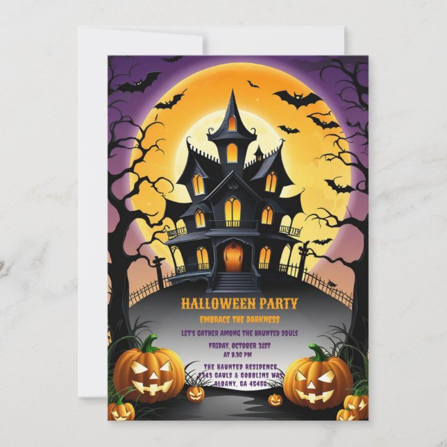 Retro Halloween Invitation Day of Haunting Spirits Einladung (Vorderseite)