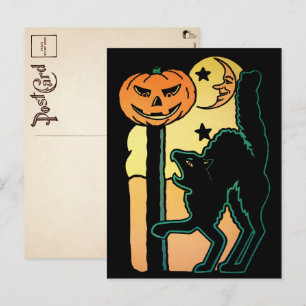 Retro-Halloween-Katze Postkarte