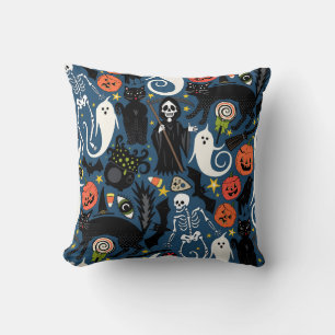 retro Halloween Kobalt Kissen