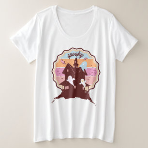Retro-Halloween-Kostüm Grusel-Haus Geist Große Größe T-Shirt