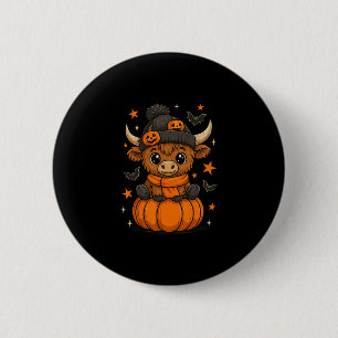 Retro Halloween Kuh Kürbis Herbst Kuh Erntedankfes Button