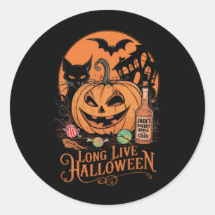 Retro Halloween Lang lebe der Herbst Gruselzeit  Runder Aufkleber