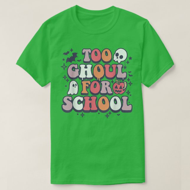 Retro Halloween Lehrer Ghouls Groovy School Trick T-Shirt (Design vorne)