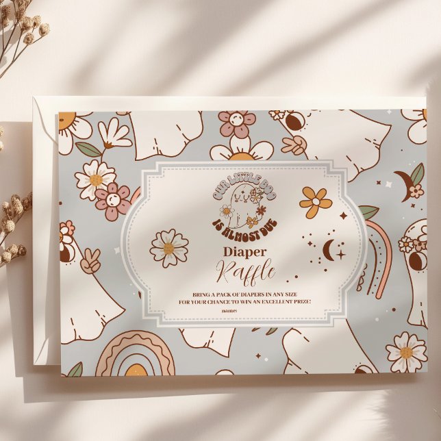 Retro Halloween Little Boo Baby Raffle Diapper Begleitkarte (Von Creator hochgeladen)