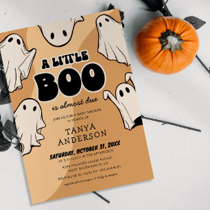Retro-Halloween-Little-Boo-Baby-Shower Einladung