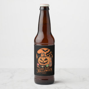 Retro Halloween Long Live Fall Spooky Saison Bierflaschenetikett