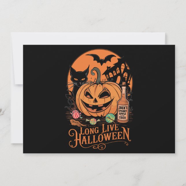 Retro Halloween Long Live Fall Spooky Saison Einladung (Vorderseite)