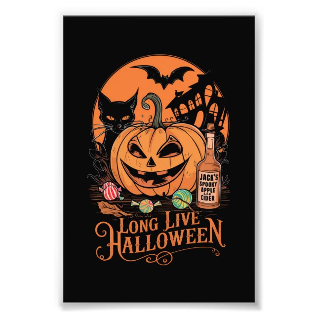 Retro Halloween Long Live Fall Spooky Saison Fotodruck (Vorne)