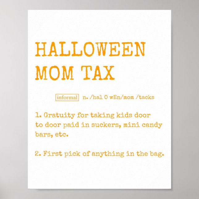 Retro Halloween Mama Tax Definition Trick oder Beh Poster (Vorne)