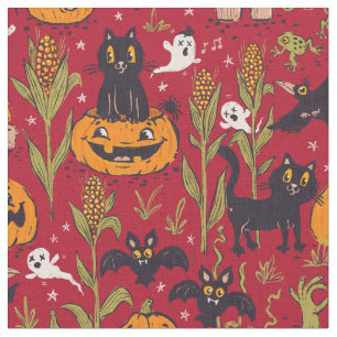 Retro-Halloween-Muster im vintage Comic-Stil. Stoff