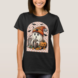 Retro Halloween Niedlich Ghost Drink Kaffee Pumpki T-Shirt