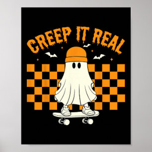 Retro Halloween Niedlich Ghost Halloween Creep It  Poster