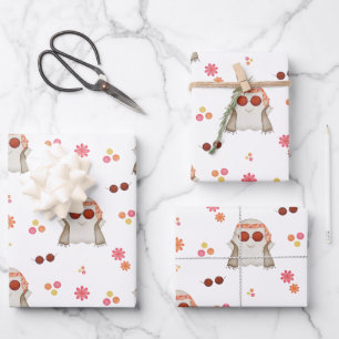 Retro Halloween Niedlich Kids Floral Ghost Geschenkpapier Set