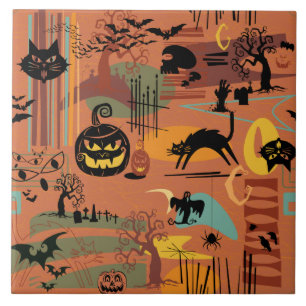 Retro Halloween O'Rama Fliese