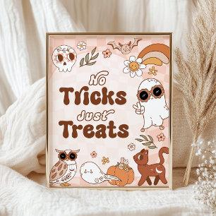 Retro-Halloween-Party-No-Tricks-Just-Treats-Schild Poster