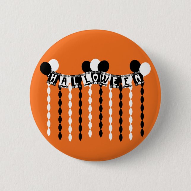 Retro Halloween-Party Streamers Button (Vorderseite)