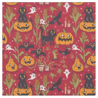 Retro Halloween pattern in vintage cartoon style. Stoff