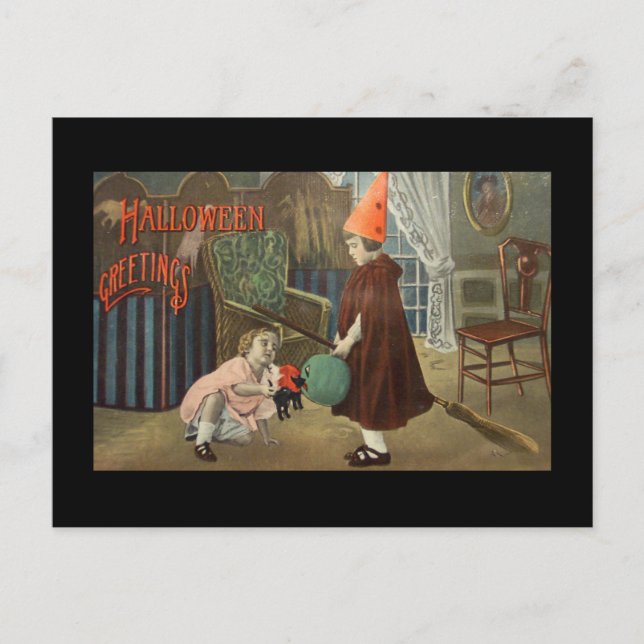 RETRO HALLOWEEN Postkarte "HALLOWEEN GRÜNDE" (Vorderseite)