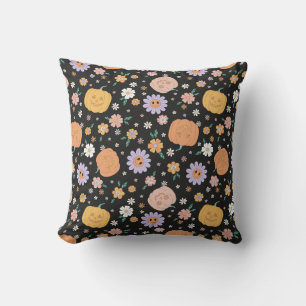 Retro Halloween Pumpkins und Blume Muster Kissen