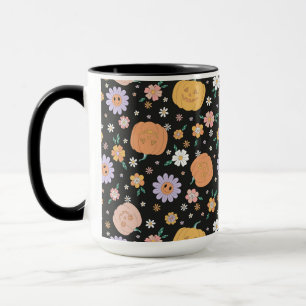 Retro Halloween Pumpkins und Blume Muster Tasse
