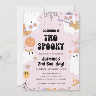 Retro Halloween rose 2e anniversaire Invitation