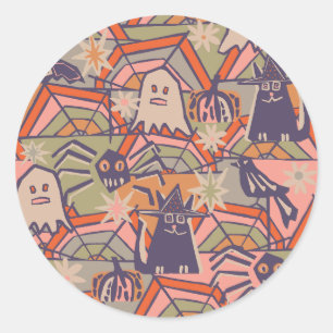 Retro Halloween Runder Aufkleber