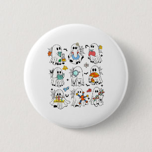Retro Halloween Science Teacher Ghost Laboratory T Button