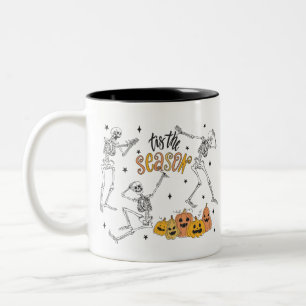 Retro Halloween Shirt, lustiges Halloween-Skull Zweifarbige Tasse