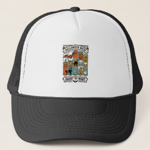 Retro-Halloween-Shirt mit vintage-spooky gestreift Truckerkappe