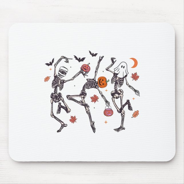 Retro Halloween Skeleton Dancing Pumpkin Geschenk  Mousepad (Vorne)