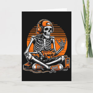 Retro-Halloween-Skelett-Gamer-Videospiel-Jungen M Karte
