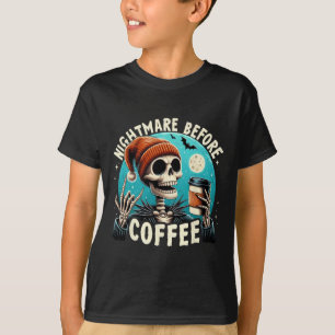 Retro Halloween Skelettkaffee Tasse Beängstigende T-Shirt