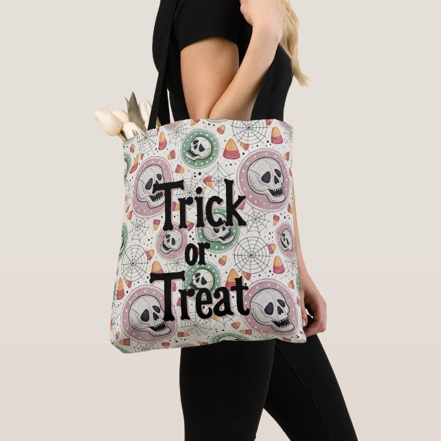 Retro Halloween Trick oder Treat Candy Tote Bag Tasche (Von Nahem)