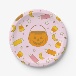 Retro Halloween Trick oder Treat Costume (Pink) Pappteller