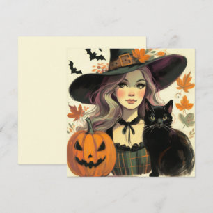 Retro Halloween und Black Flat Grußkarte Karte