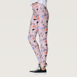 Retro-Halloween-Vintage-Themen-Doodle Pink Leggings