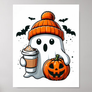 Retro Halloween Women Shirt Niedlich Ghost Drink P Poster
