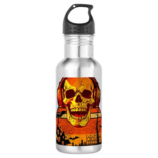 Retro Hallowen Skull Sticker Edelstahlflasche (Vorderseite)