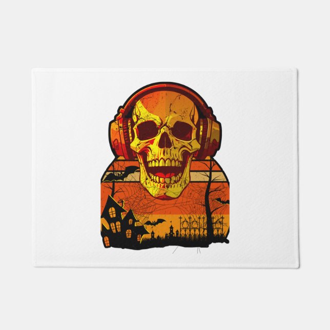 Retro Hallowen Skull Sticker Fußmatte (Vorderseite)