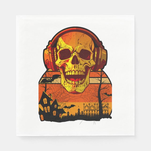 Retro Hallowen Skull Sticker Serviette (Vorderseite)