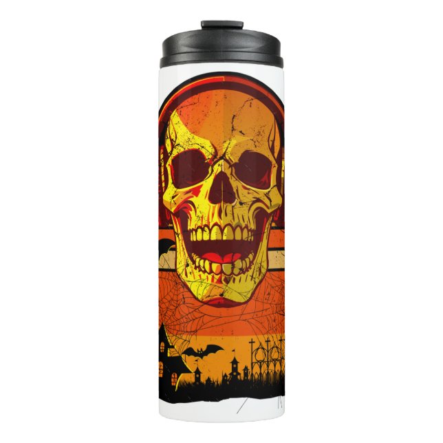Retro Hallowen Skull Sticker Thermosbecher (Vorderseite)