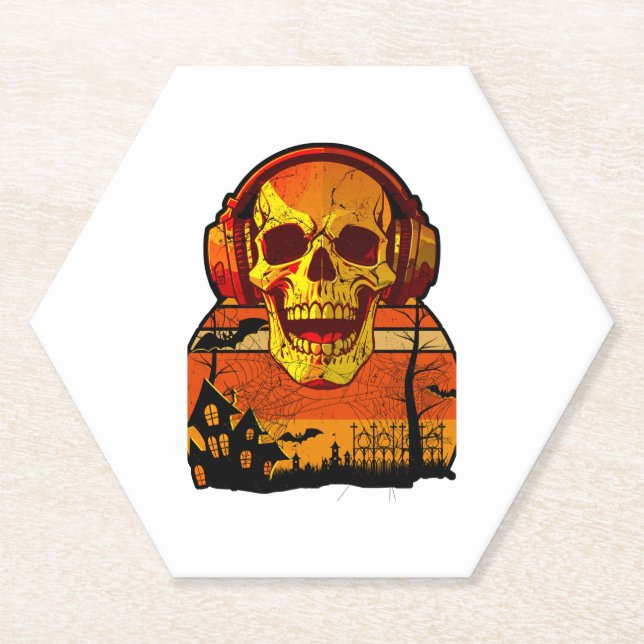 Retro Hallowen Skull Sticker Untersetzer (Vorderseite)