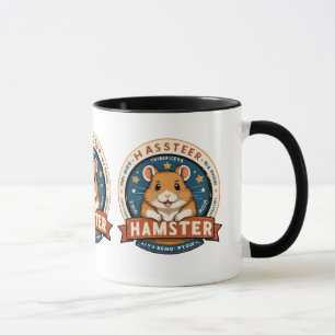 Retro-Hamster-Ringe-Emblem-Kunst Tasse